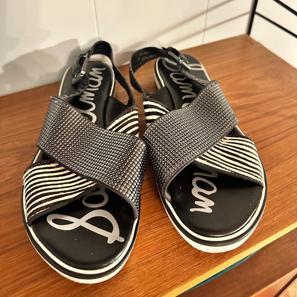 Sam Edelman Striped Black and White Sandals
